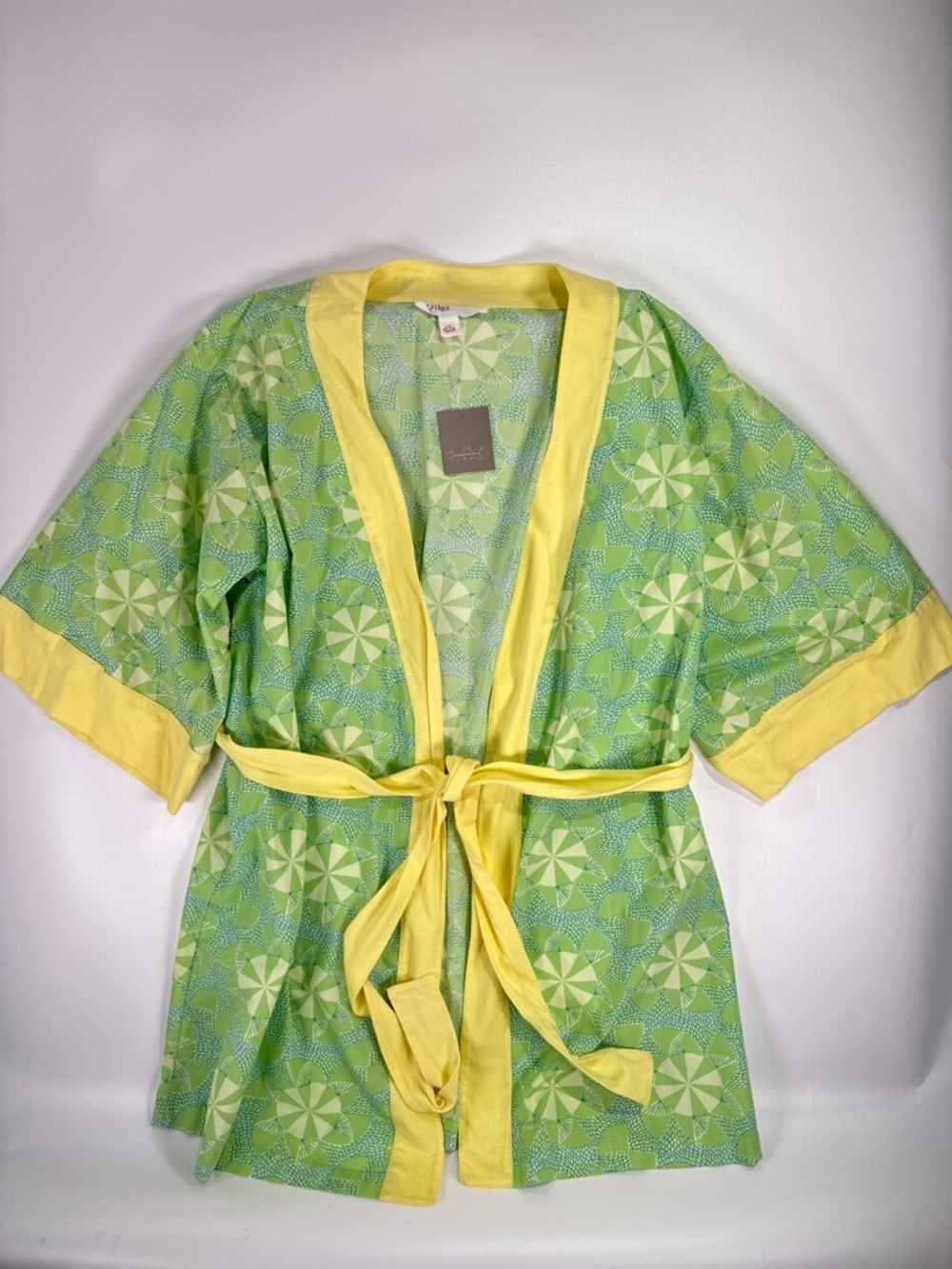 Anthropologie Lilka Womens Boho Floral Wrap Robe Green S/M - Picture 2 of 13